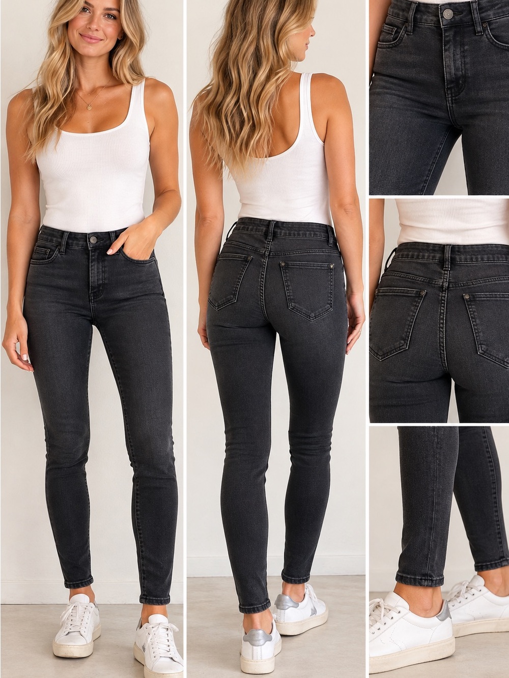 Blue Asphalt Faded Black Skinny Jeans small Stretch Denim